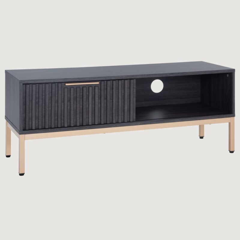 10 Modern Slatted TV Stand with Sliding Door