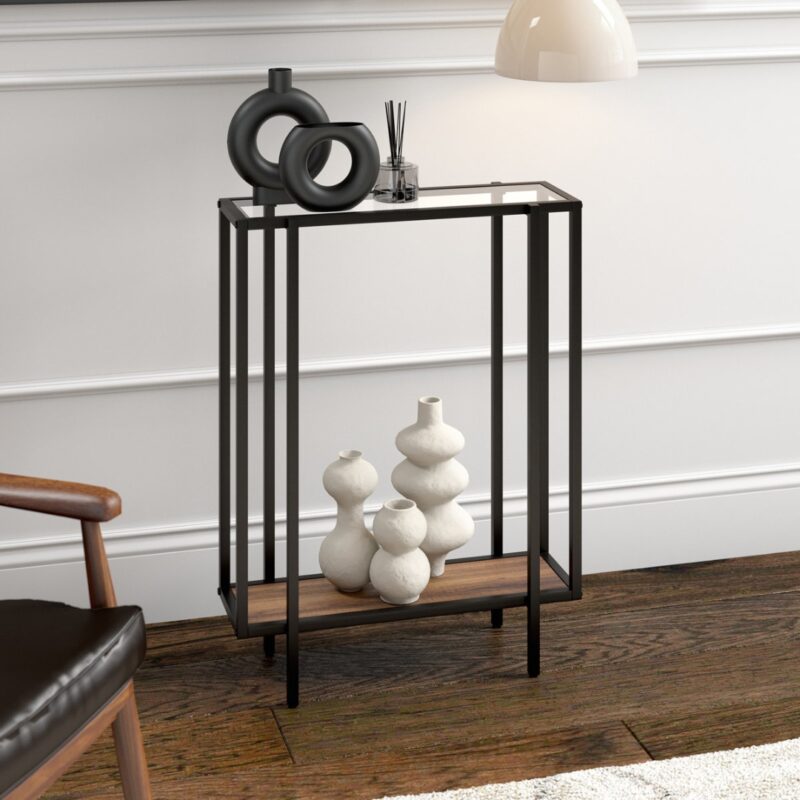 10(2) Modern Mixed-Material Glass & Wood Console Table (Available in 2 Sizes)