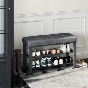 1(10) Modern Entryway Shoe Storage Bench with Upholstered Seat