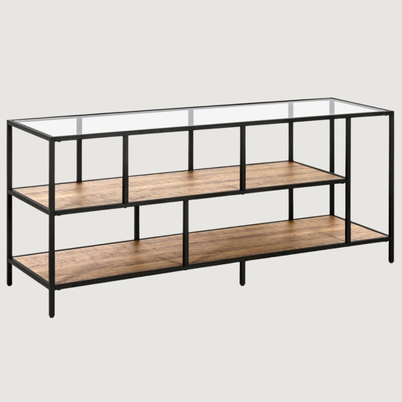1(11) Modern Glass & Wood TV Stand (For TVs up to 60")