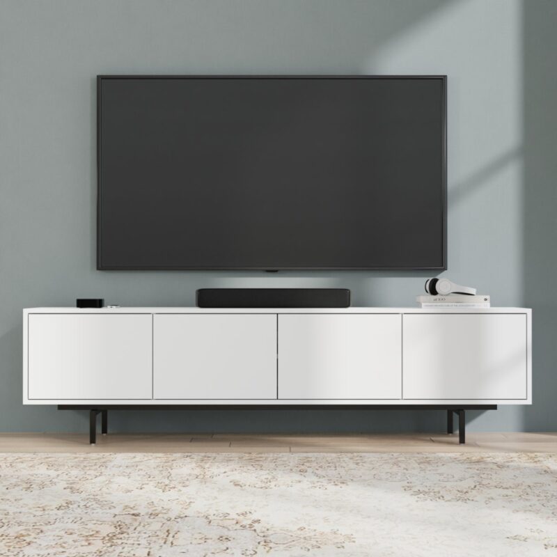 1(15) Modern Minimalist 4-Door TV Console (For TVs up to 85")