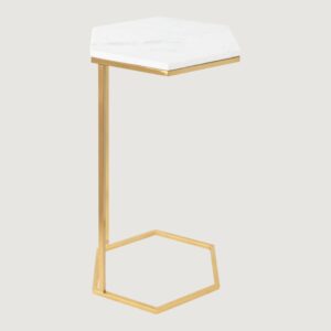 1(18) Modern Hexagonal C-Shaped End Table with Marble Finish