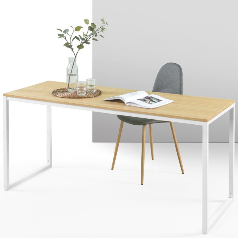 1(19) Modern Minimalist Writing Desk with Continuous Metal Frame