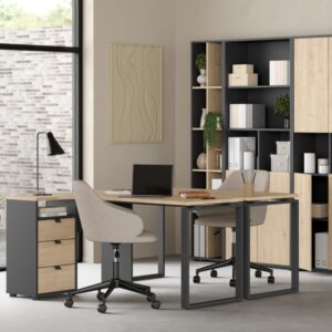1(22) Modern Minimalist Rectangular Writing Desk with Metal Loop Legs