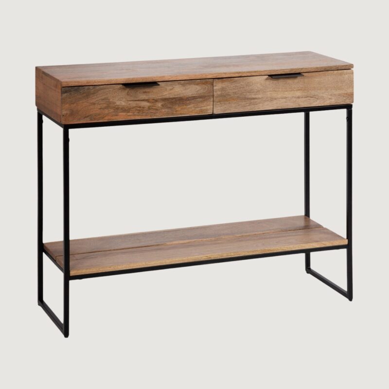 1(39) Compact Modern Rustic 2-Drawer Console Table