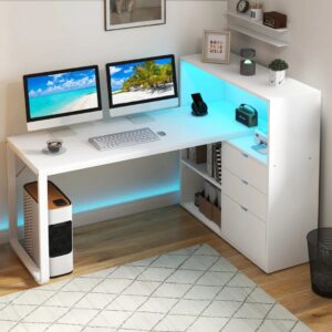 Ultimate L-Shaped Desk with Storage, LED & Power Station