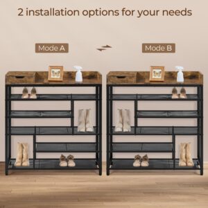 1(6) Modern 6-Tier Metal Shoe Rack with Storage Drawer