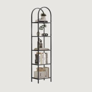 1(9) Modern Slim Arched 5-Tier Etagere Bookcase