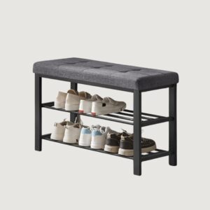 2(10) Modern Entryway Shoe Storage Bench with Upholstered Seat