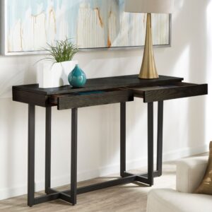 2(14) Modern Minimalist Console Table with Seamless Hidden Drawers