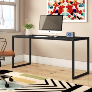 2(19) Modern Minimalist Writing Desk with Continuous Metal Frame