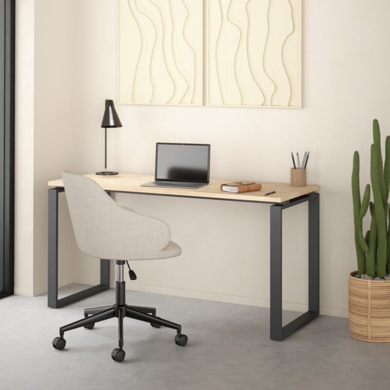 2(22) Modern Minimalist Rectangular Writing Desk with Metal Loop Legs