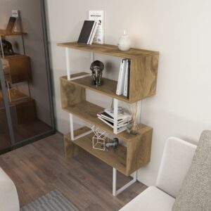 2(26) Modern Geometric Zig-Zag 4-Tier Bookcase