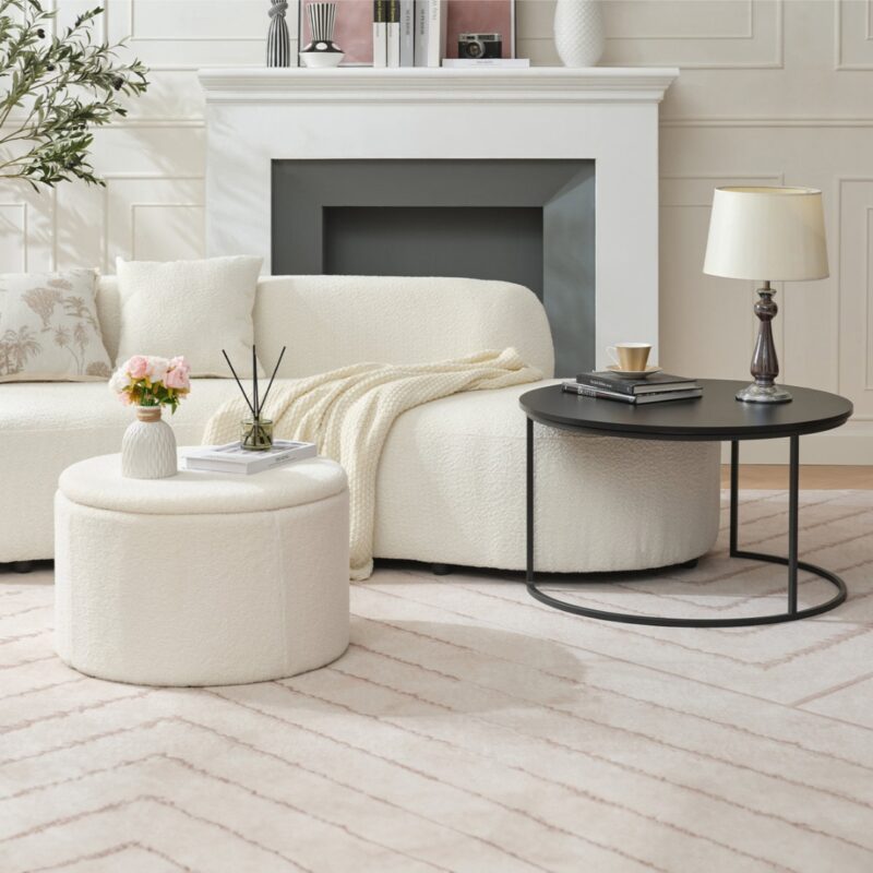 2(27) Modern 2-Piece Nesting Coffee Table Set with Storage Ottoman