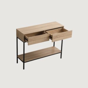 2(28) Modern 2-Drawer Console Table with Lower Display Shelf