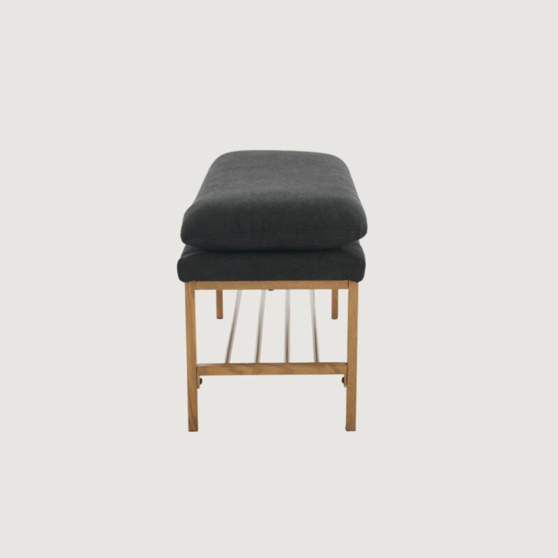 2(35) Modern Double-Cushioned Entryway Bench with Shoe Storage