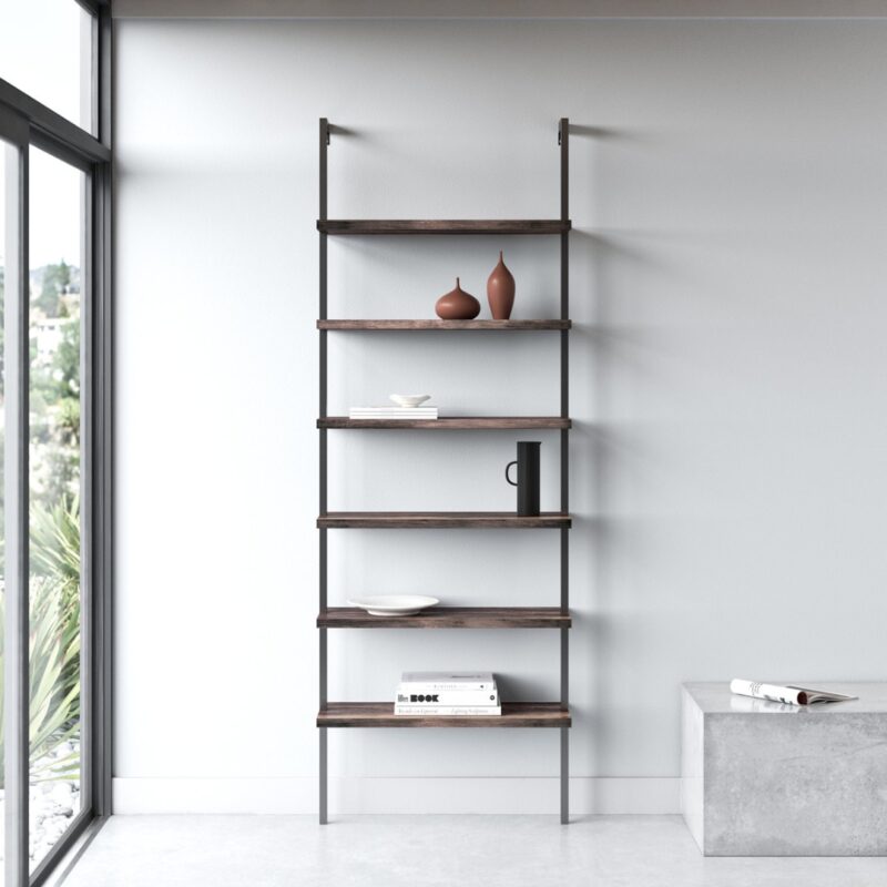 2(36) Modern 6-Tier Wall-Mounted Ladder Bookcase