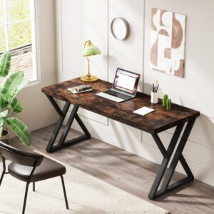Modern Industrial Writing Desk with Geometric Z-Shaped Frame
