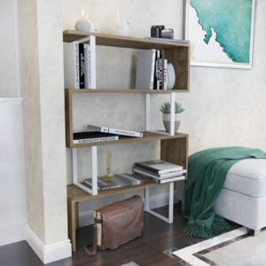 3(25) Modern Geometric Zig-Zag 4-Tier Bookcase