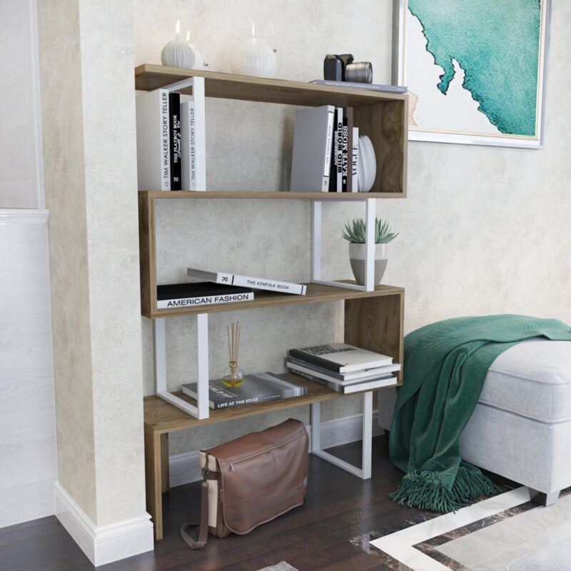 3(25) Modern Geometric Zig-Zag 4-Tier Bookcase