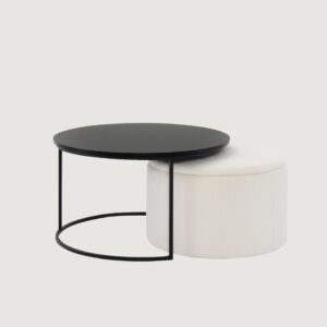 3(26) Modern 2-Piece Nesting Coffee Table Set with Storage Ottoman