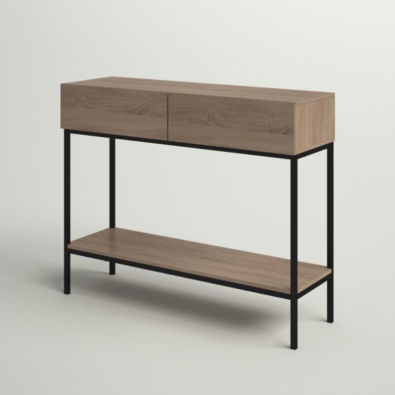 3(27) Modern 2-Drawer Console Table with Lower Display Shelf