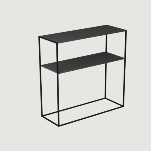 3(29) Ultra-Slim Modern 2-Tier Matte Black Console Table