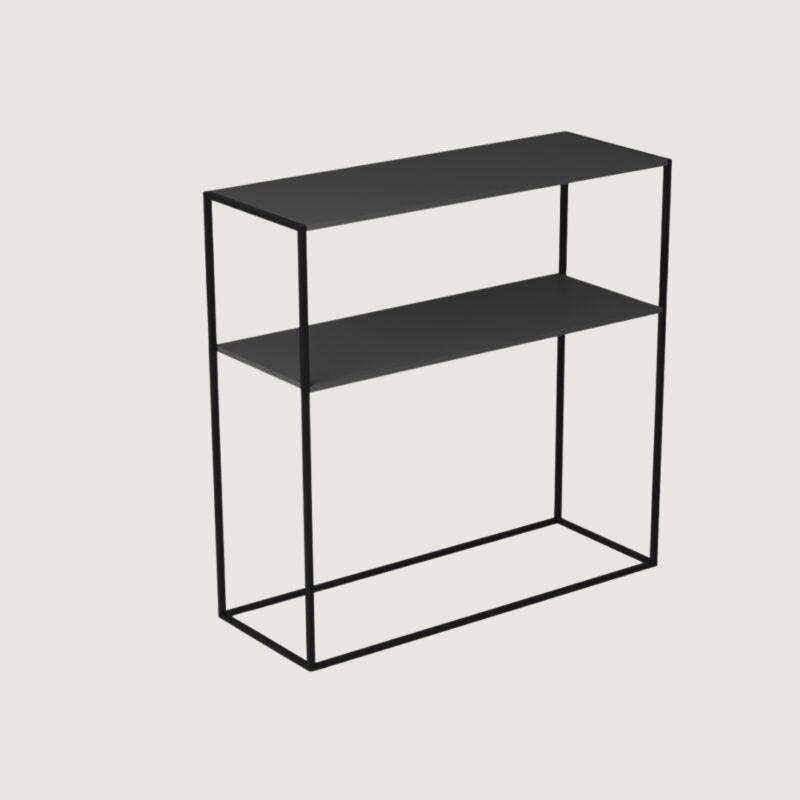 3(29) Ultra-Slim Modern 2-Tier Matte Black Console Table