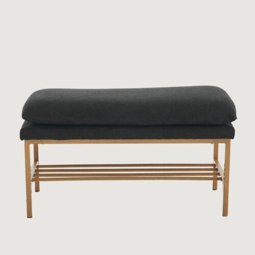 3(34) Modern Double-Cushioned Entryway Bench with Shoe Storage