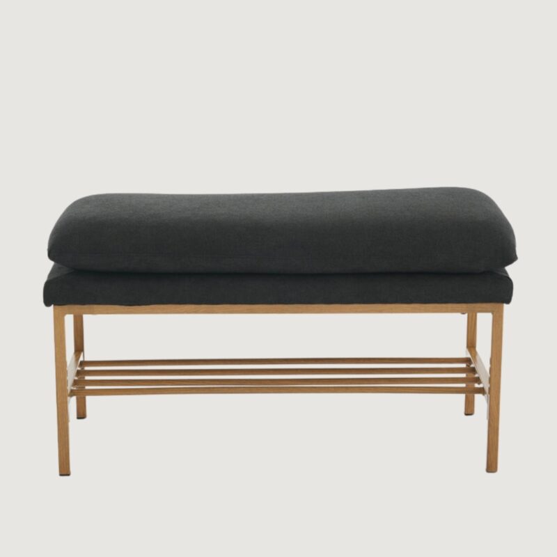 3(34) Modern Double-Cushioned Entryway Bench with Shoe Storage