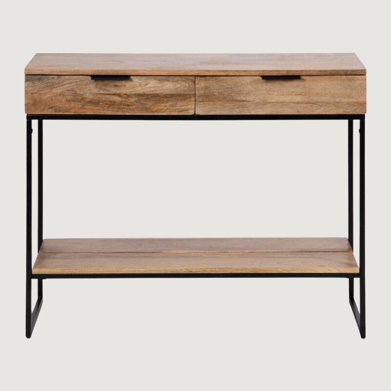 3(38) Compact Modern Rustic 2-Drawer Console Table