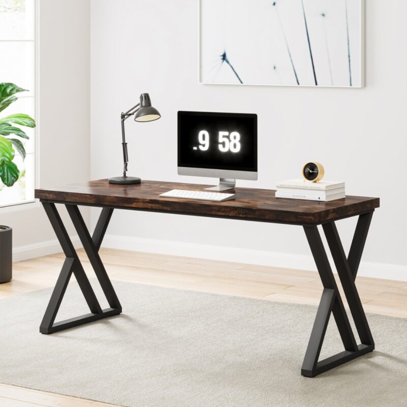 Modern Industrial Writing Desk with Geometric Z-Shaped Frame