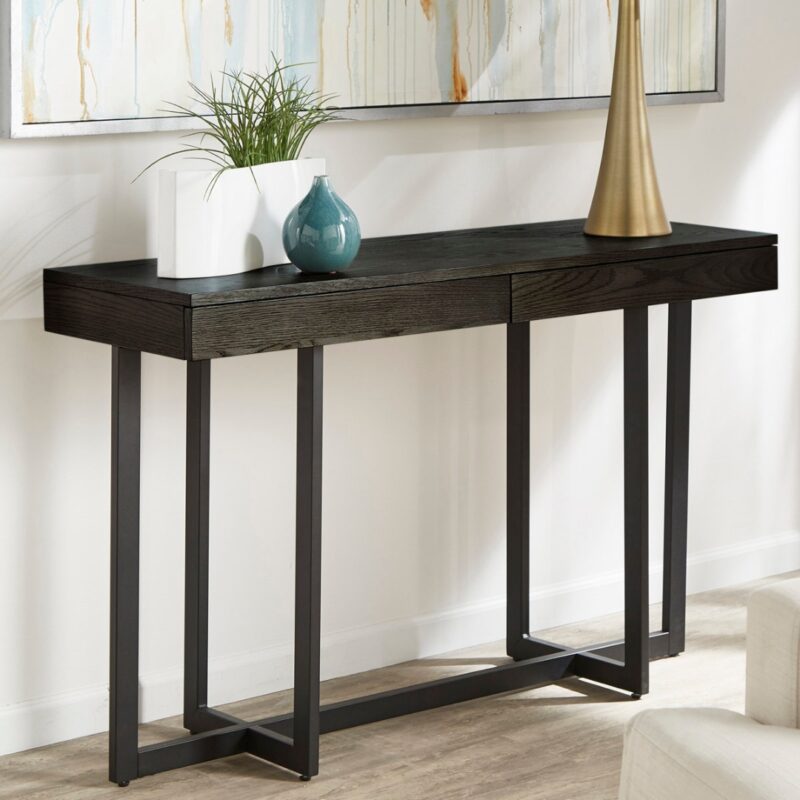 4(13) Modern Minimalist Console Table with Seamless Hidden Drawers