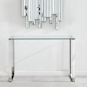 Modern Sleek Stainless Steel & Glass Console Table