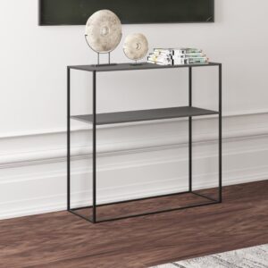4(29) Ultra-Slim Modern 2-Tier Matte Black Console Table
