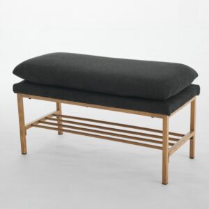 4(34) Modern Double-Cushioned Entryway Bench with Shoe Storage