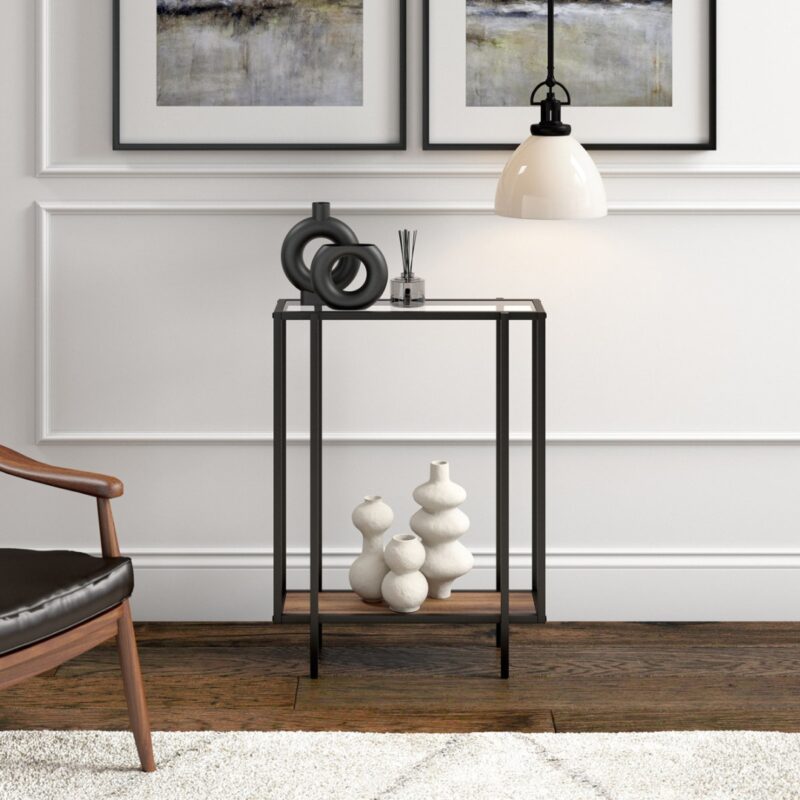4(36) Modern Mixed-Material Glass & Wood Console Table (Available in 2 Sizes)