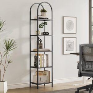4(9) Modern Slim Arched 5-Tier Etagere Bookcase
