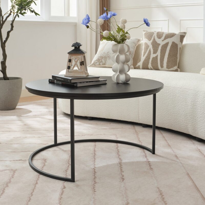 5(19) Modern 2-Piece Nesting Coffee Table Set with Storage Ottoman