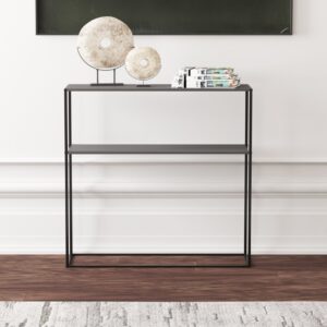 5(22) Ultra-Slim Modern 2-Tier Matte Black Console Table