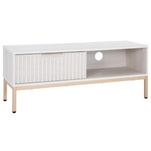 5(23) Modern Slatted TV Stand with Sliding Door
