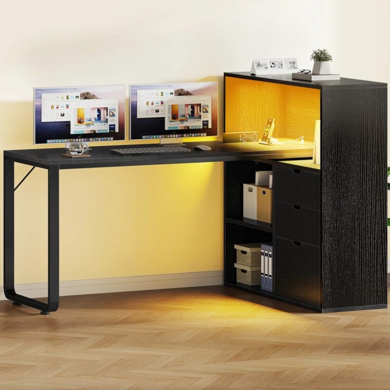 Ultimate L-Shaped Desk with Storage, LED & Power Station