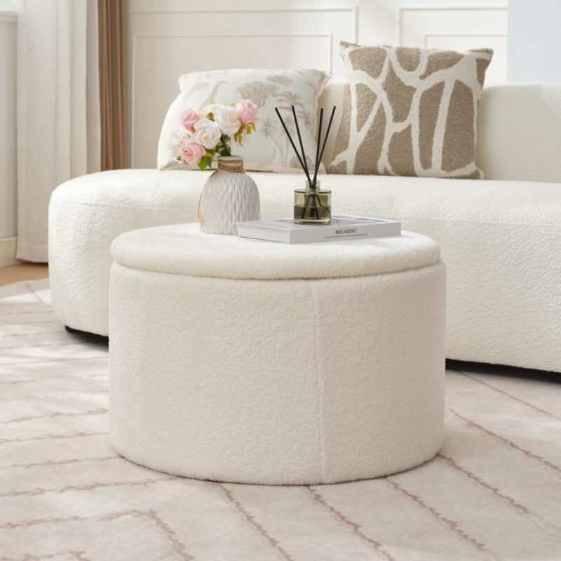 6(14) Modern 2-Piece Nesting Coffee Table Set with Storage Ottoman