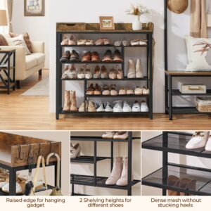 6(3) Modern 6-Tier Metal Shoe Rack with Storage Drawer