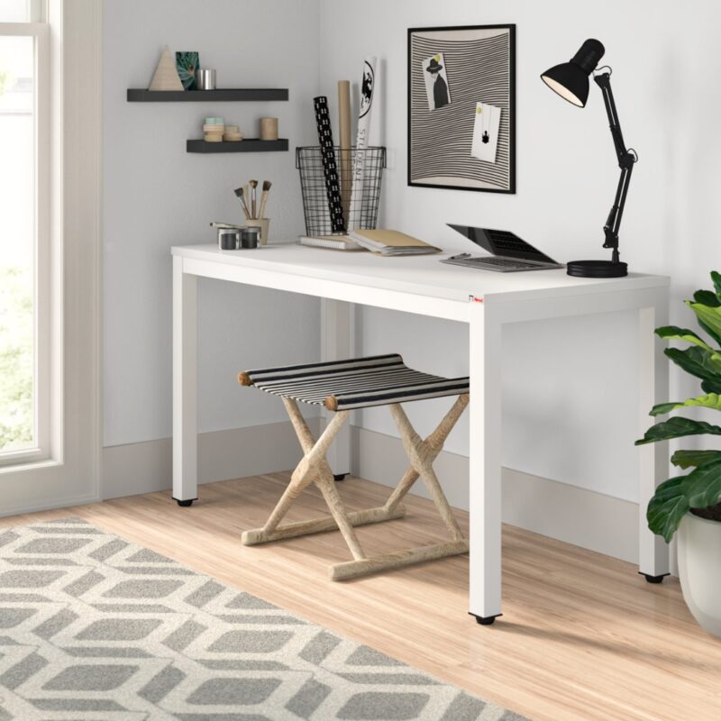 7(7) Modern Minimalist Writing Desk with Reinforced Metal Frame