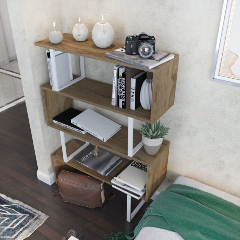 8(1) Modern Geometric Zig-Zag 4-Tier Bookcase