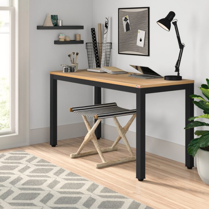 9(1) Modern Minimalist Writing Desk with Reinforced Metal Frame