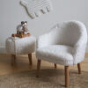 CozyBear™ Curved Toddler Armchair – Soft Panda Fabric & Wooden Legs